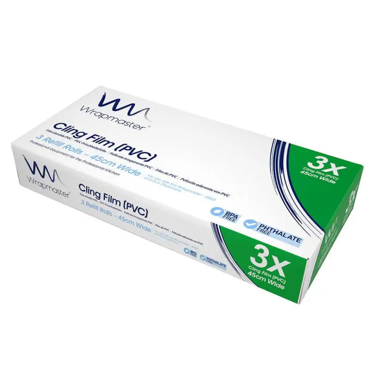 Wrapmaster 4500 Cling Film PVC Refill 45cm x 300m in blue and green packaging
