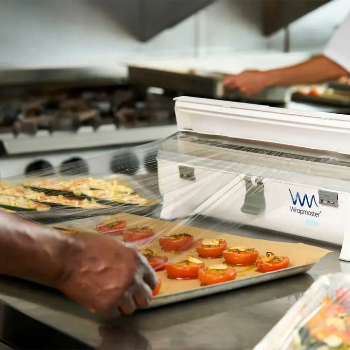 Food warmer with Wrapmaster 4500 Cling Film 45cm x 300m refill for keeping dishes warm