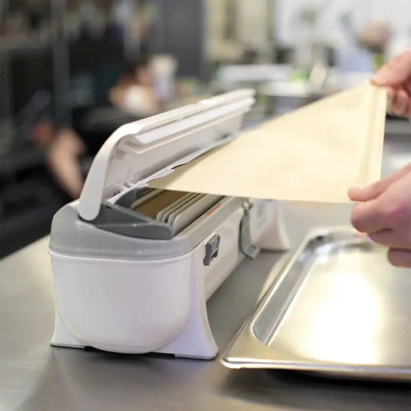 Pasta maker feeding dough shows use with Wrapmaster 4500 Dispenser - 63M97 refill rolls