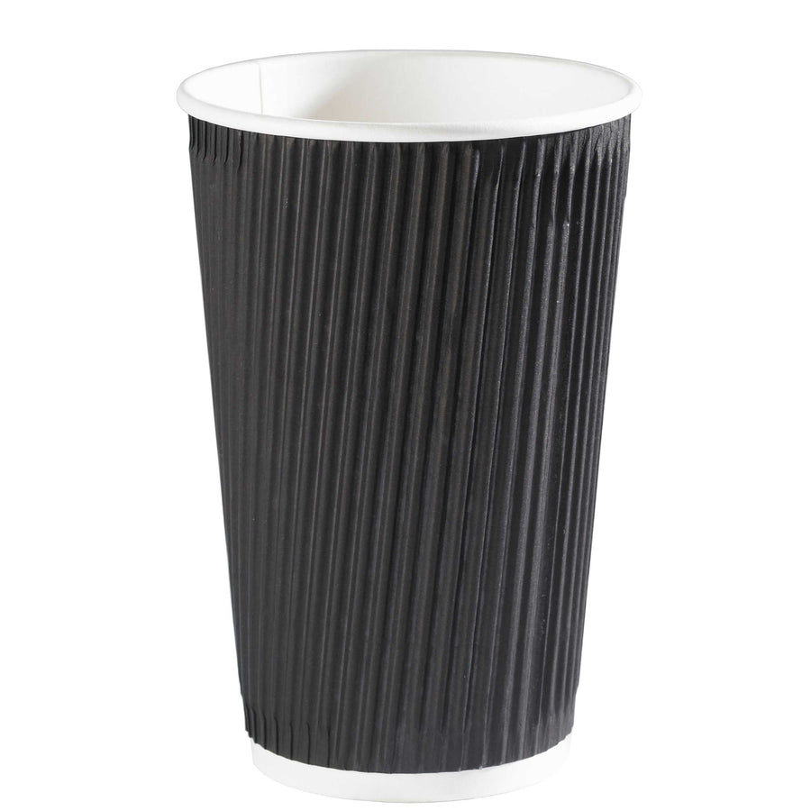 Black Ripple Paper Cups 16oz UK Triple wall Hot Drink Cup