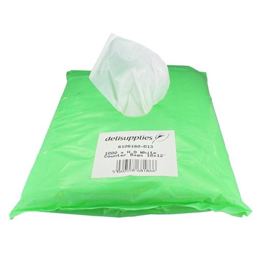 White HDPE Counter Bags 8 Micron - Various Sizes (Qty:1000)