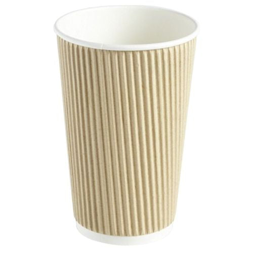 Kraft Ripple Paper Cups 16oz UK Triple wall Hot Drink Cup