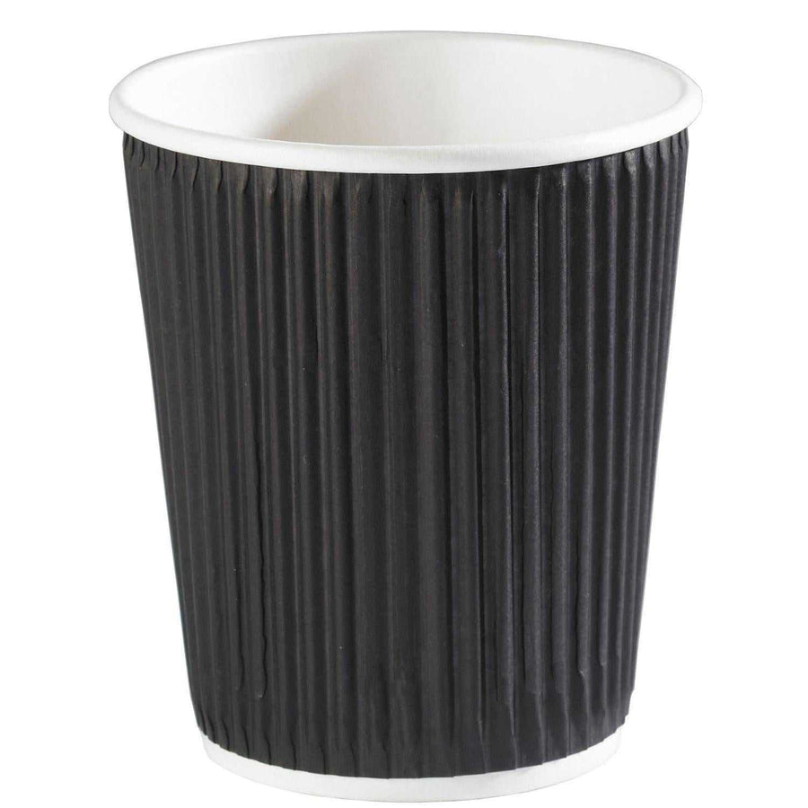 Black Ripple Paper Cups 12oz UK Triple wall Hot Drink Cup